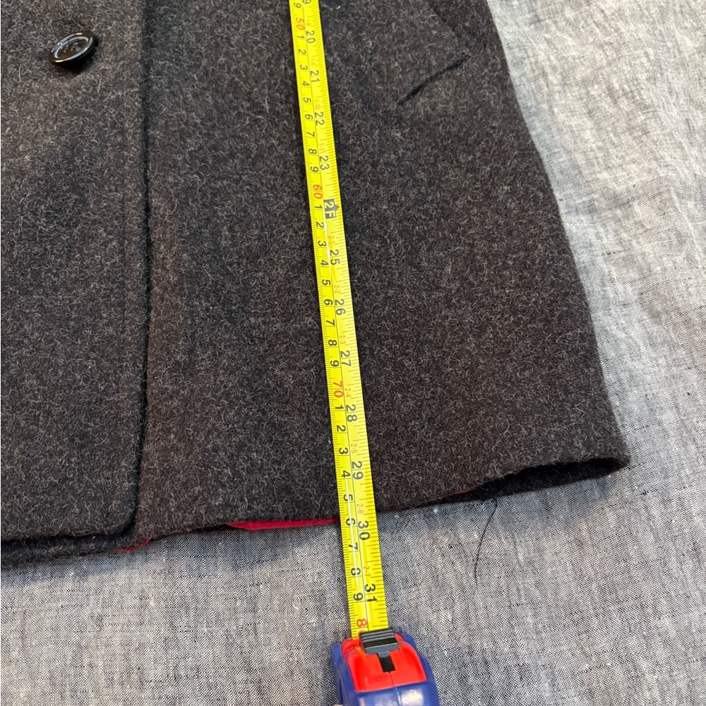 Women’s Double-Breasted 100% Wool Gray Black Coat - Picture 6 of 7